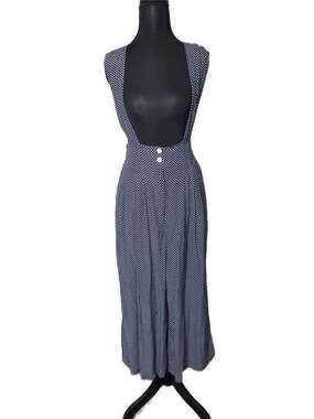 VTG Karen Kane Suspender Jumpsuit Womens 8 Polkadot Wide Leg Pants High Waist Co